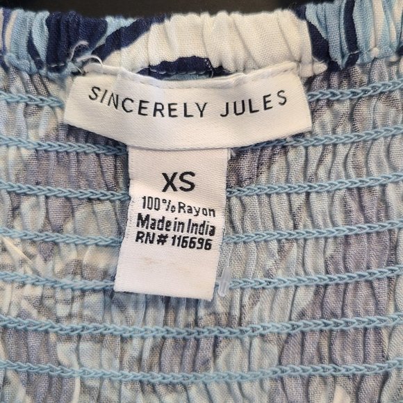 Sincerely Jules Jumpsuit Halter Blue Boho V Neck Keyhole Size XS Sleeveless NWT - Picture 9 of 9